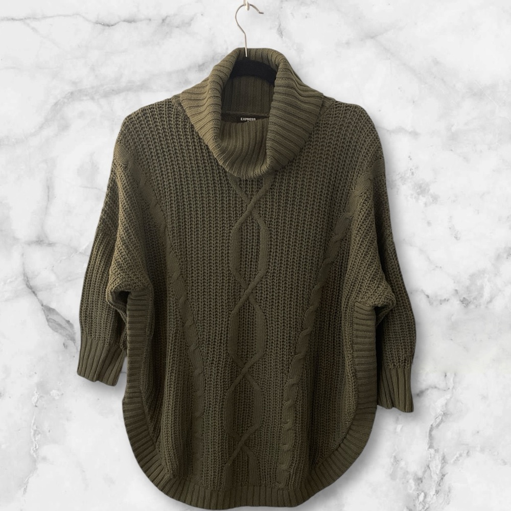 Express Dark Green Knit Pullover sweater Large